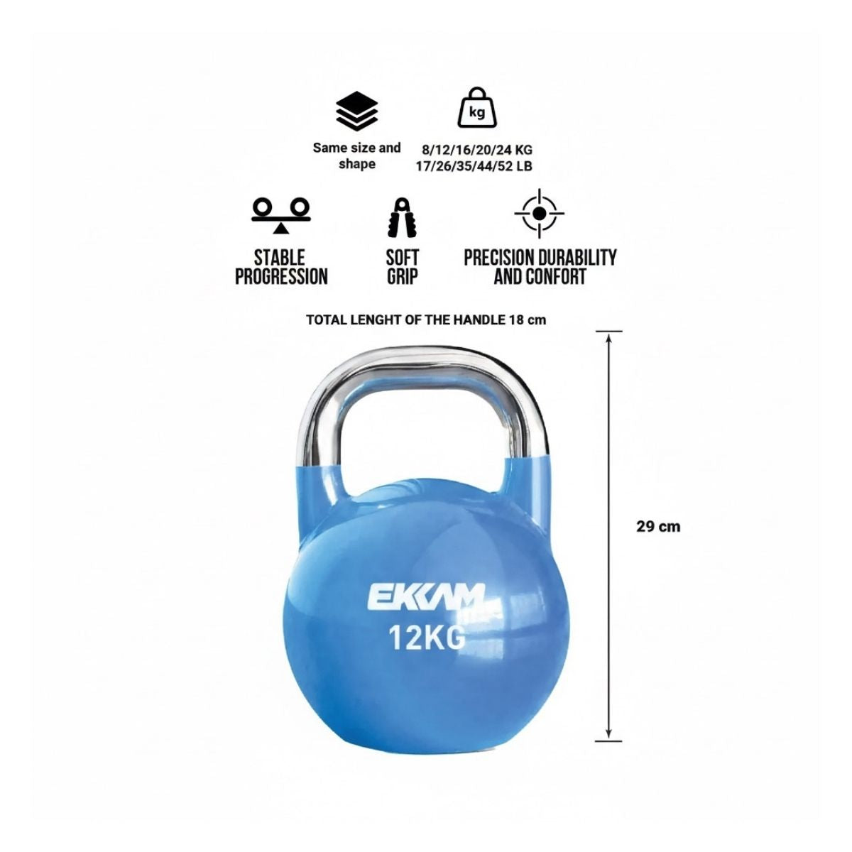 Kettlebells de competição 8kg a 24 kg