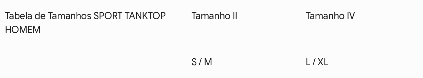 Guia de Tamanhos