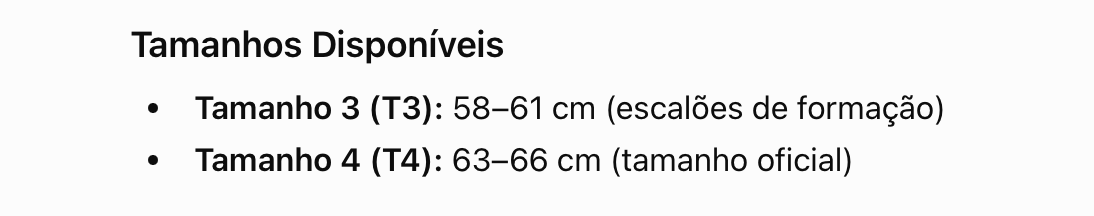 Guia de Tamanhos